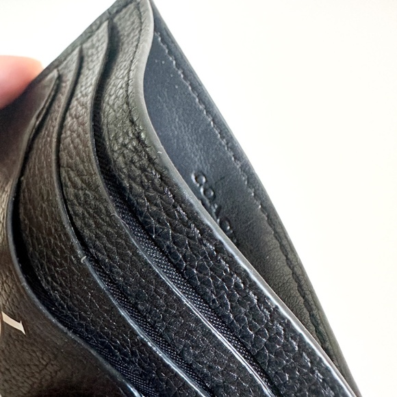 COACH Black Leather/ Pebble Leather NY Baseball Card Holder - Picture 6 of 6